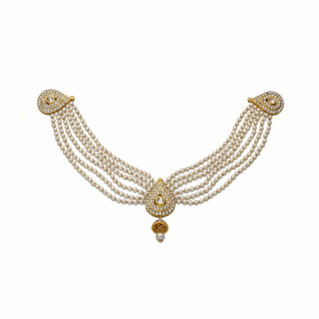 Royal Aura Pearl Cascade – Blouse Ornament