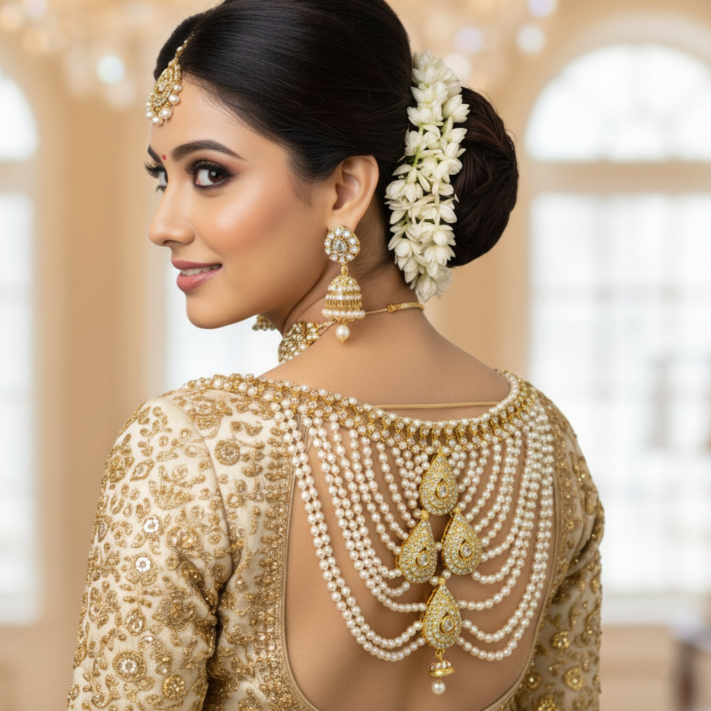 Mughal Radiance Triple Drop – Bridal Blouse Chain