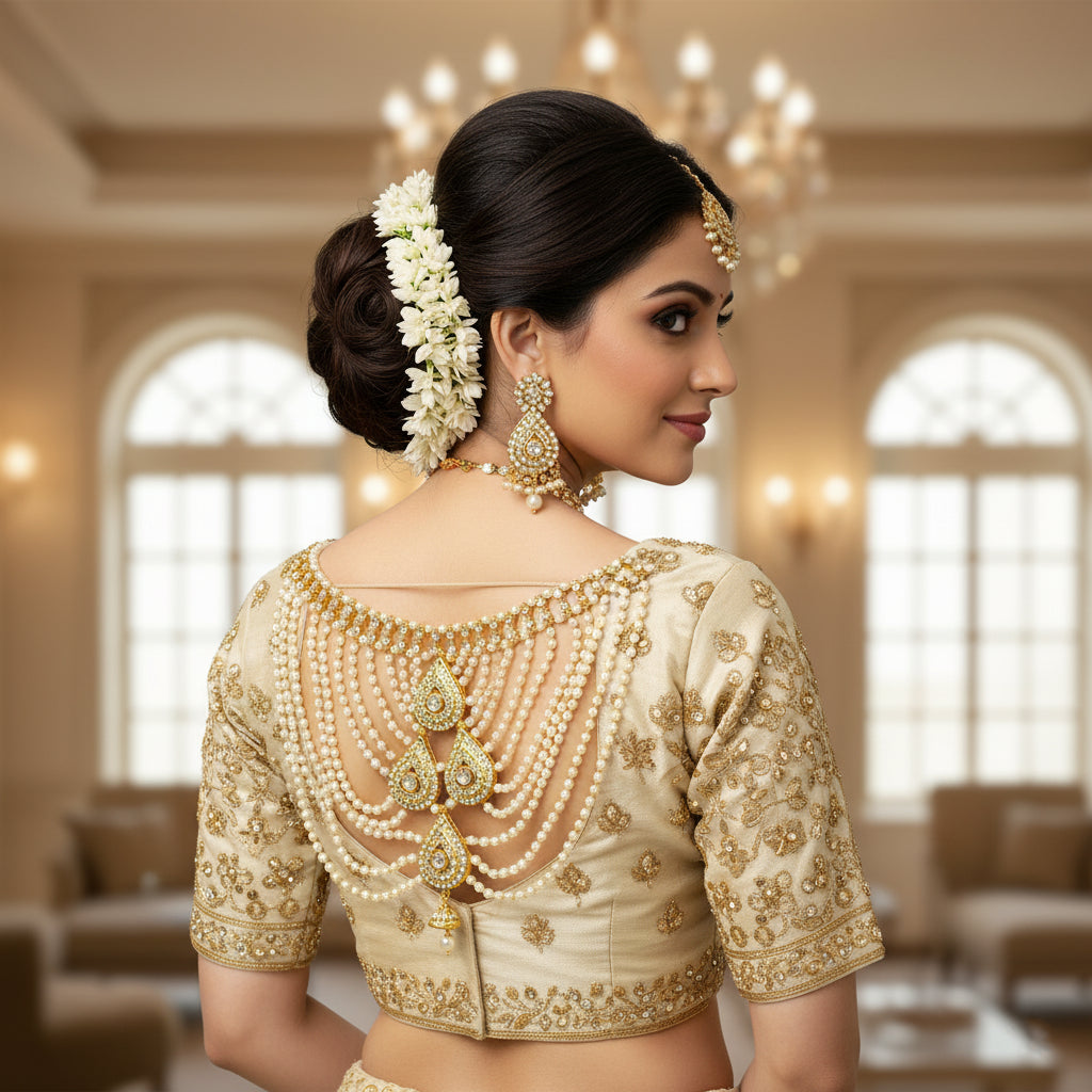 Mughal Radiance Triple Drop – Bridal Blouse Chain