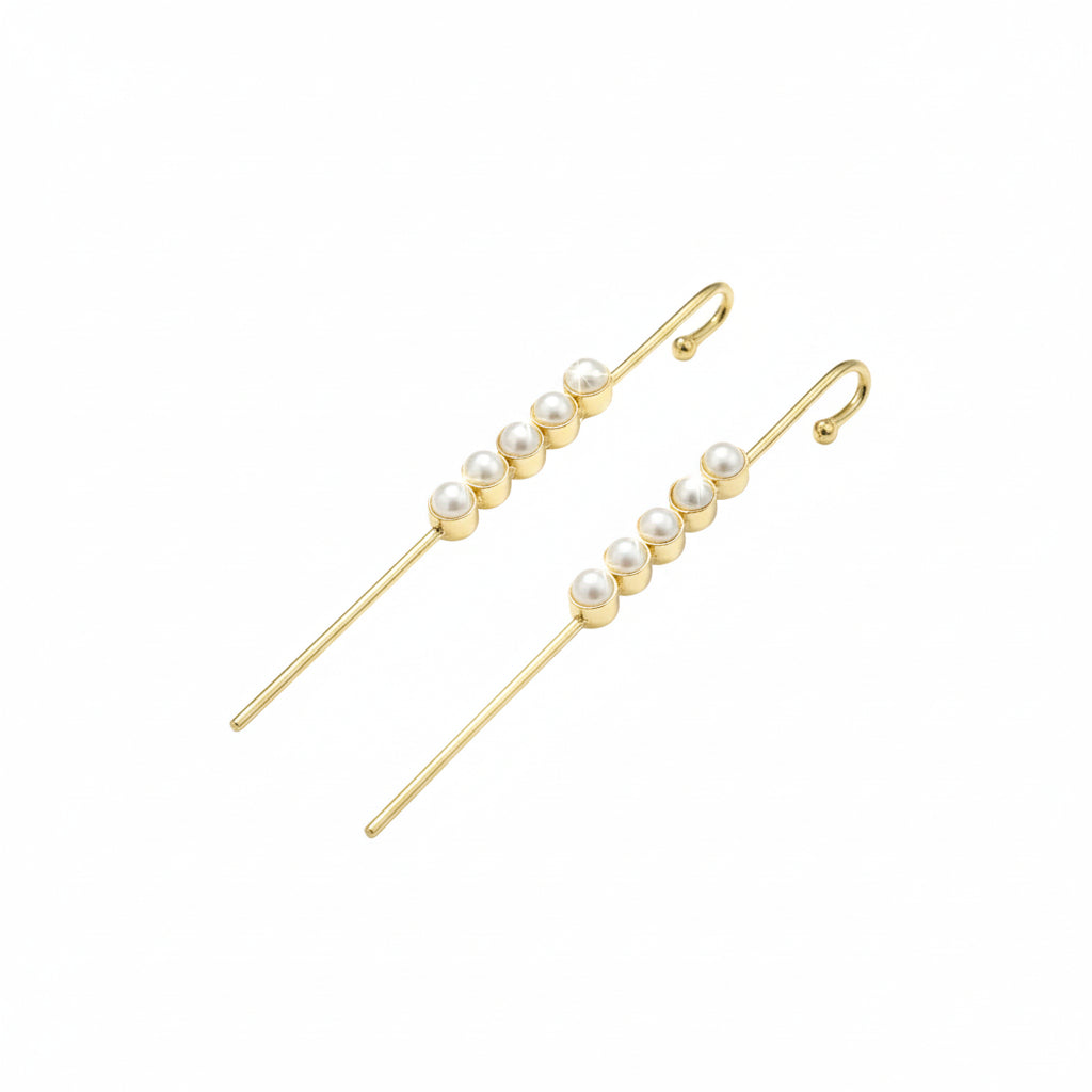 Sheen Stack – Layered Pearl Needle Earcuffs