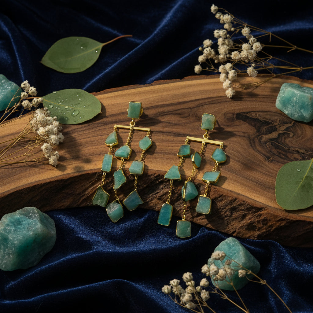 Aarvi Amazonite Cascade Earrings