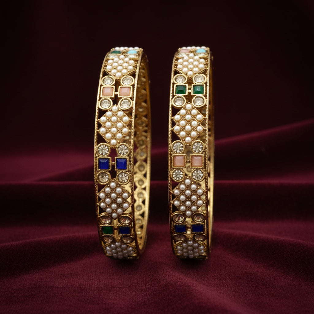 Navratna Ridhima Pearl Alloy Bangles