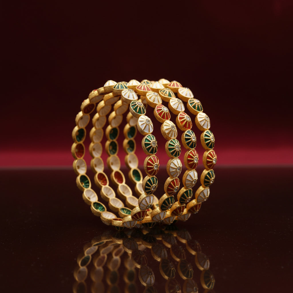 Rangmala Meenakari Copper Bangles