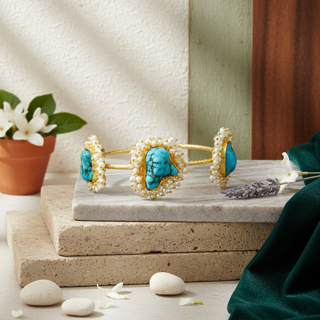 Turquoise Royale Pebble Cuff