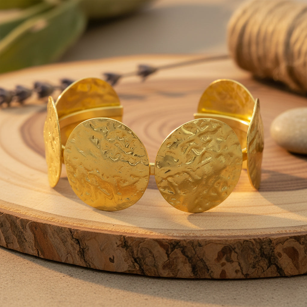 Solar Coin Textured Cuff