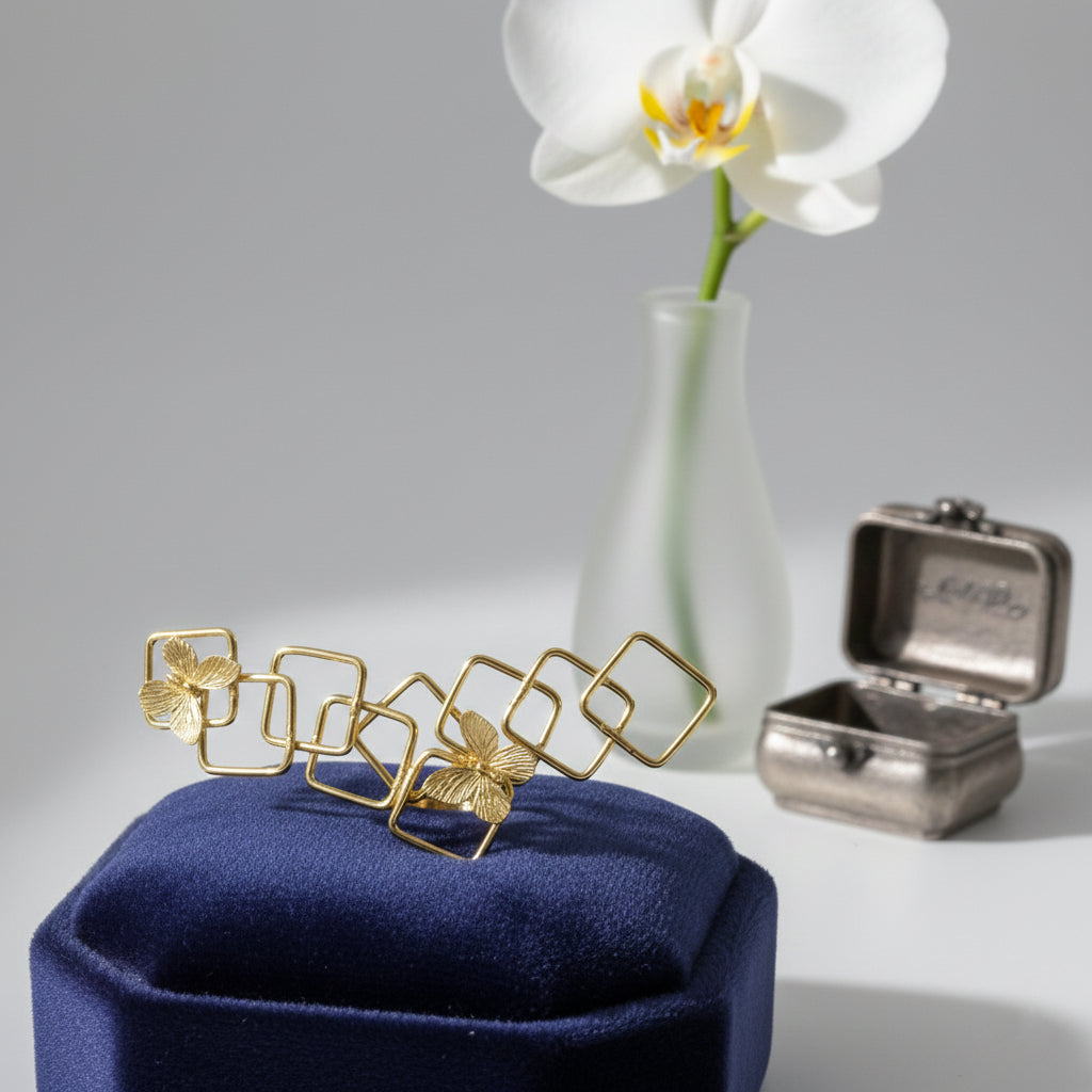 Petal Grid Statement Ring (Adjustable)