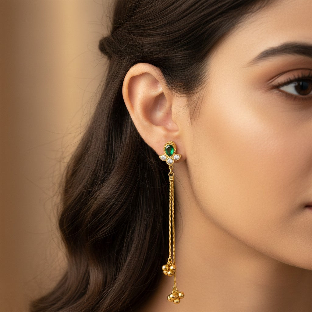 Emerald Bloom Kashmiri Earrings