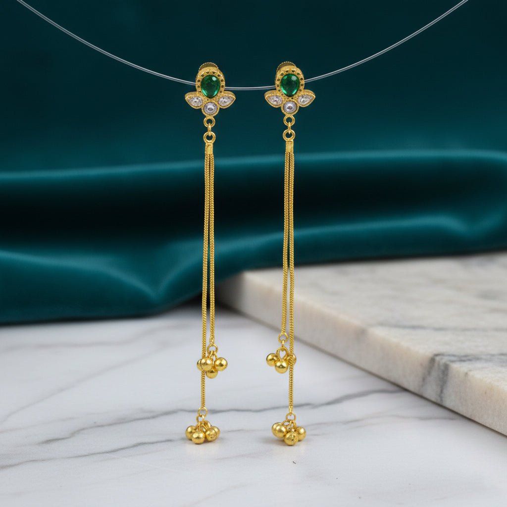 Emerald Bloom Kashmiri Earrings