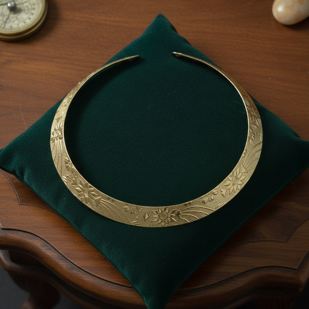 Gold Plated Carved Hasli Necklace