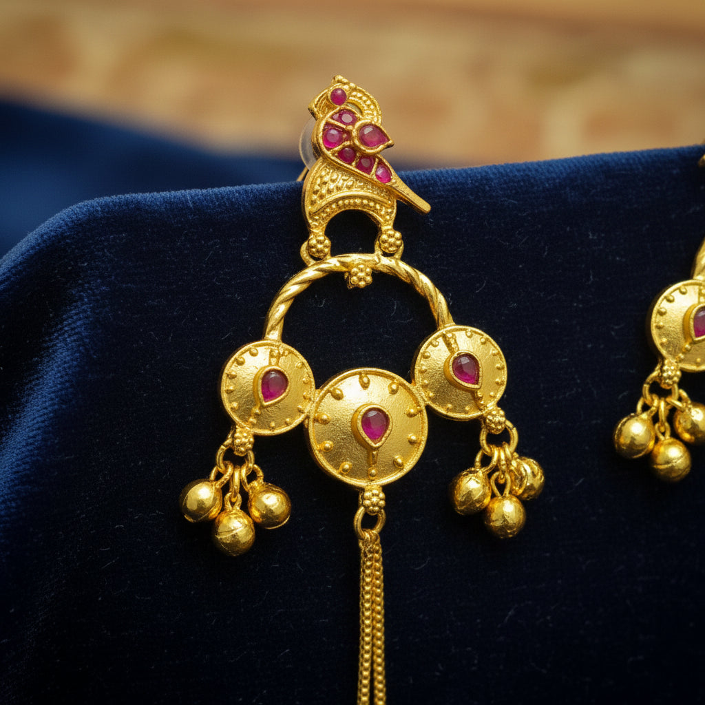 Long Statement Drop Earrings (Glass Stone)