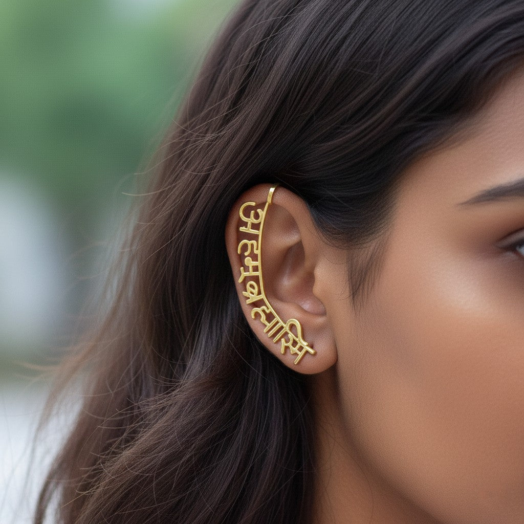 Akshara Script Statement Ear Cuff