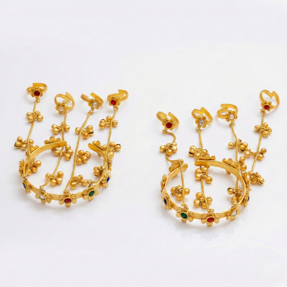 Floral Hand Harness Bracelet (Glass Stone)