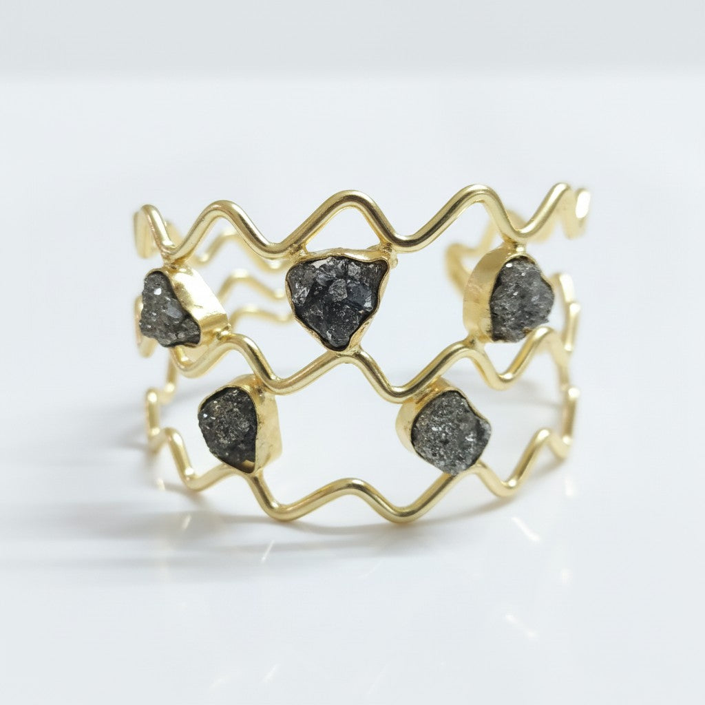 Raw Pyrite Statement Cuff Bracelet (2.4- 2.10)