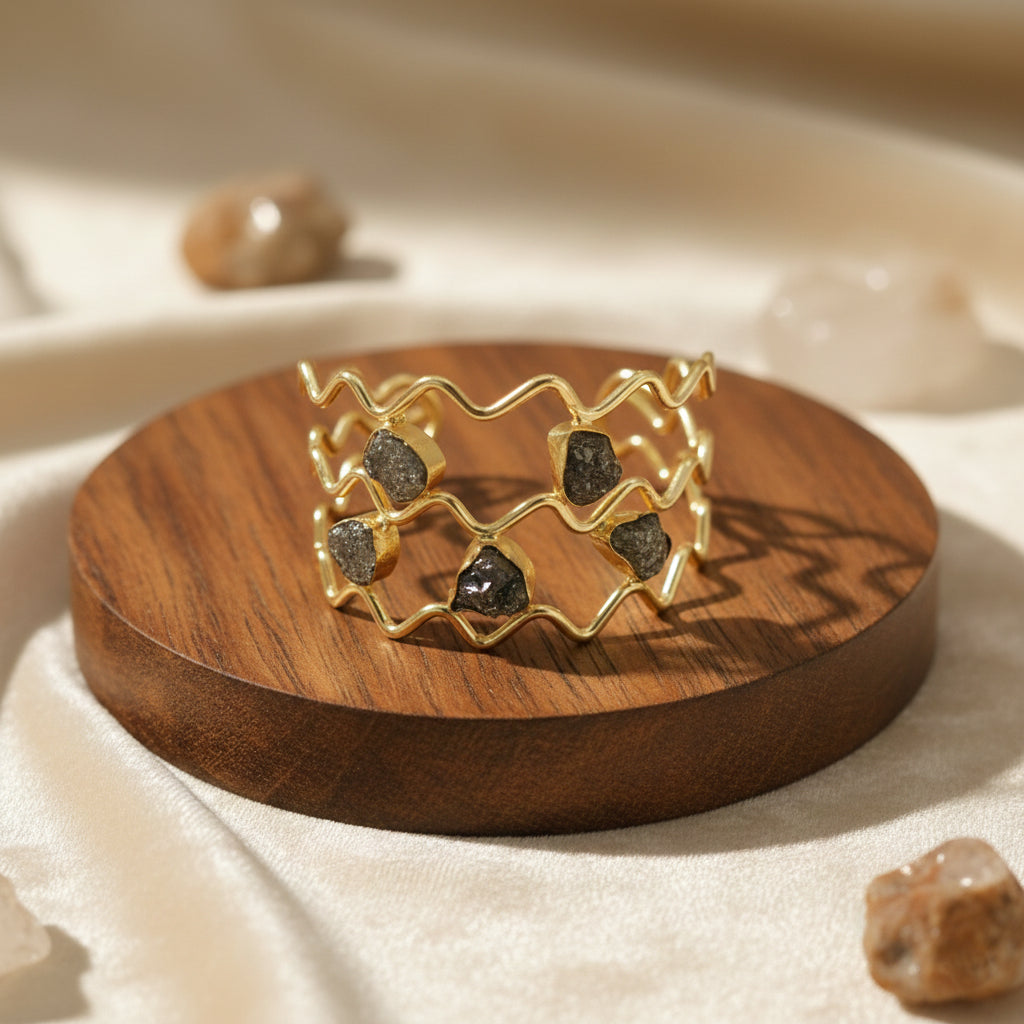 Raw Pyrite Statement Cuff Bracelet (2.4- 2.10)