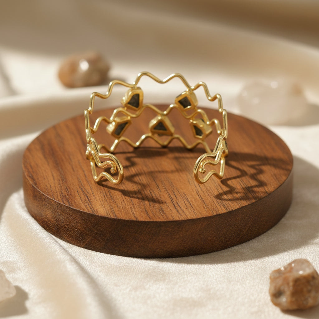 Raw Pyrite Statement Cuff Bracelet (2.4- 2.10)