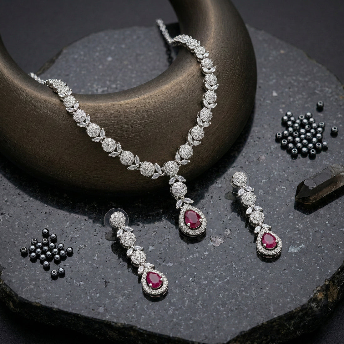 Regal Cascade Teardrop Necklace Set