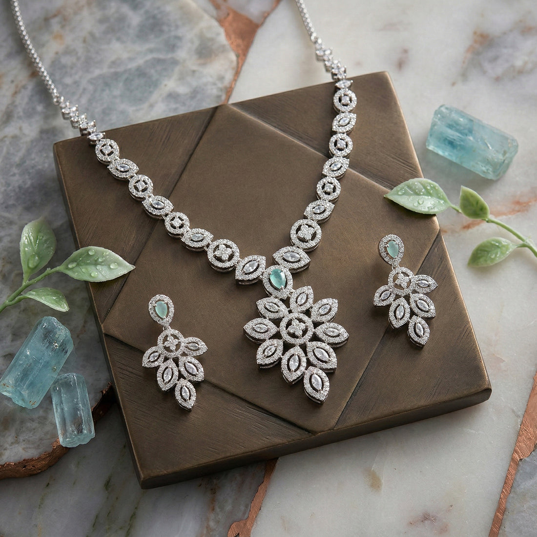 Royal Blossom Pendant Necklace Set
