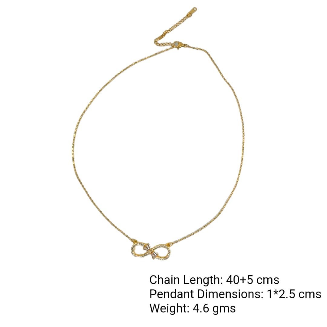 Infinity Bloom – Zircon Bow Necklace