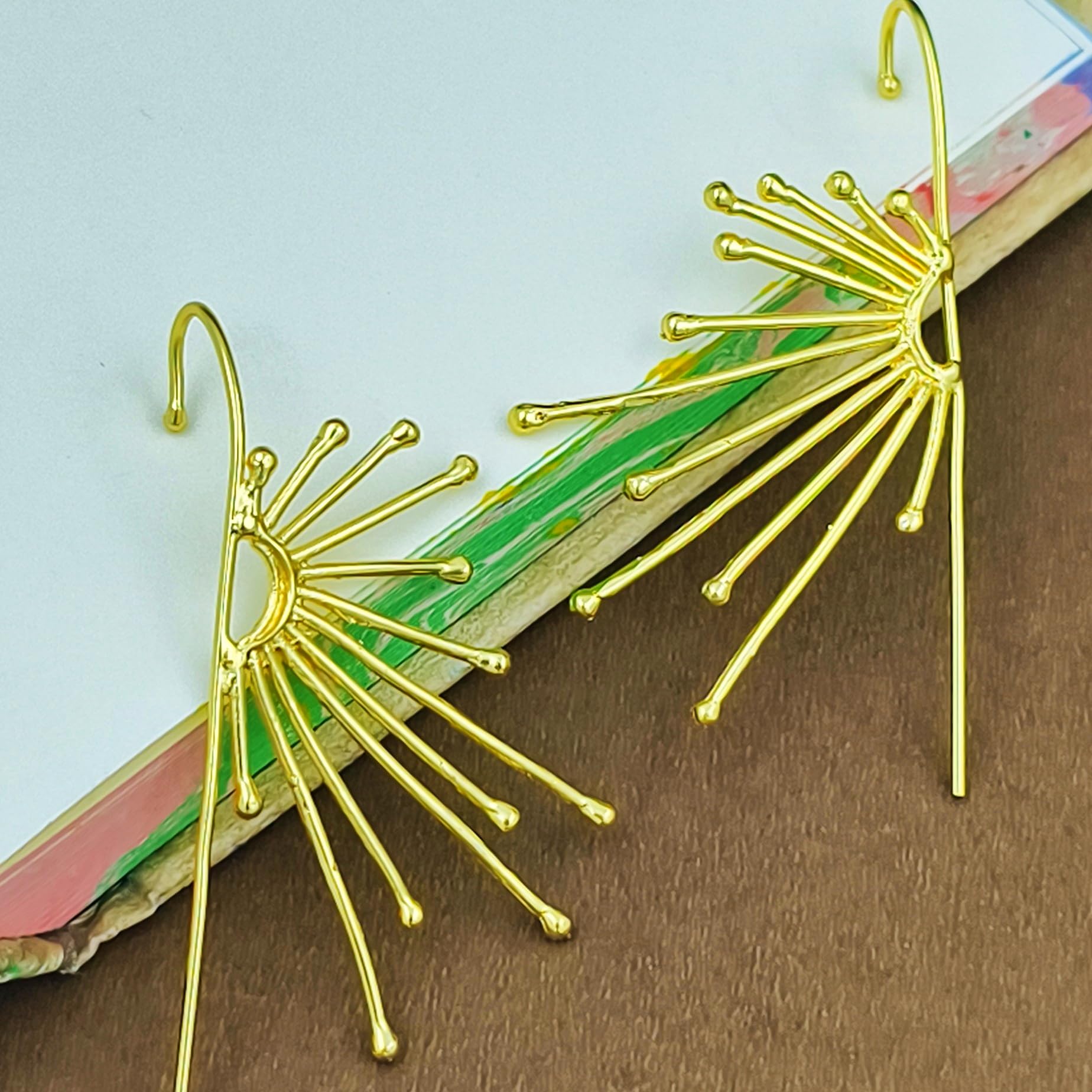 Surya Spire – Radiant Fan Needle Earcuffs