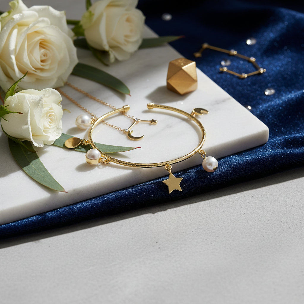 Celeste Charm Pearl Cuff
