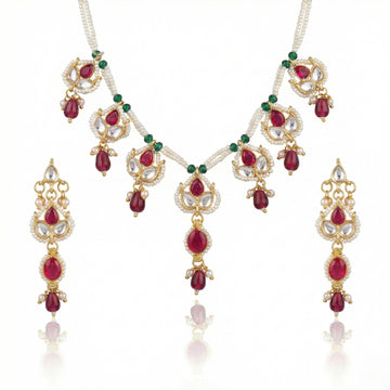 Classic Kundan Ruby String Necklace Set