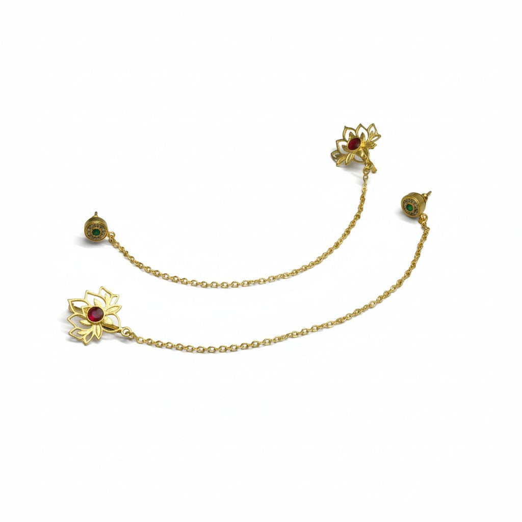 Traditional Ear Chain (Kaan Chain) with Floral Motif