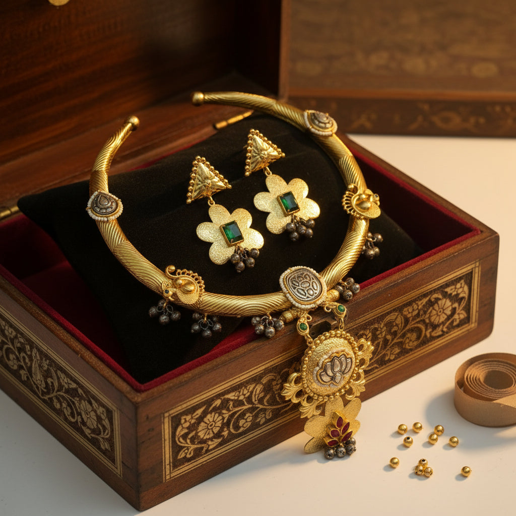 Antique Lotus Hasli Necklace