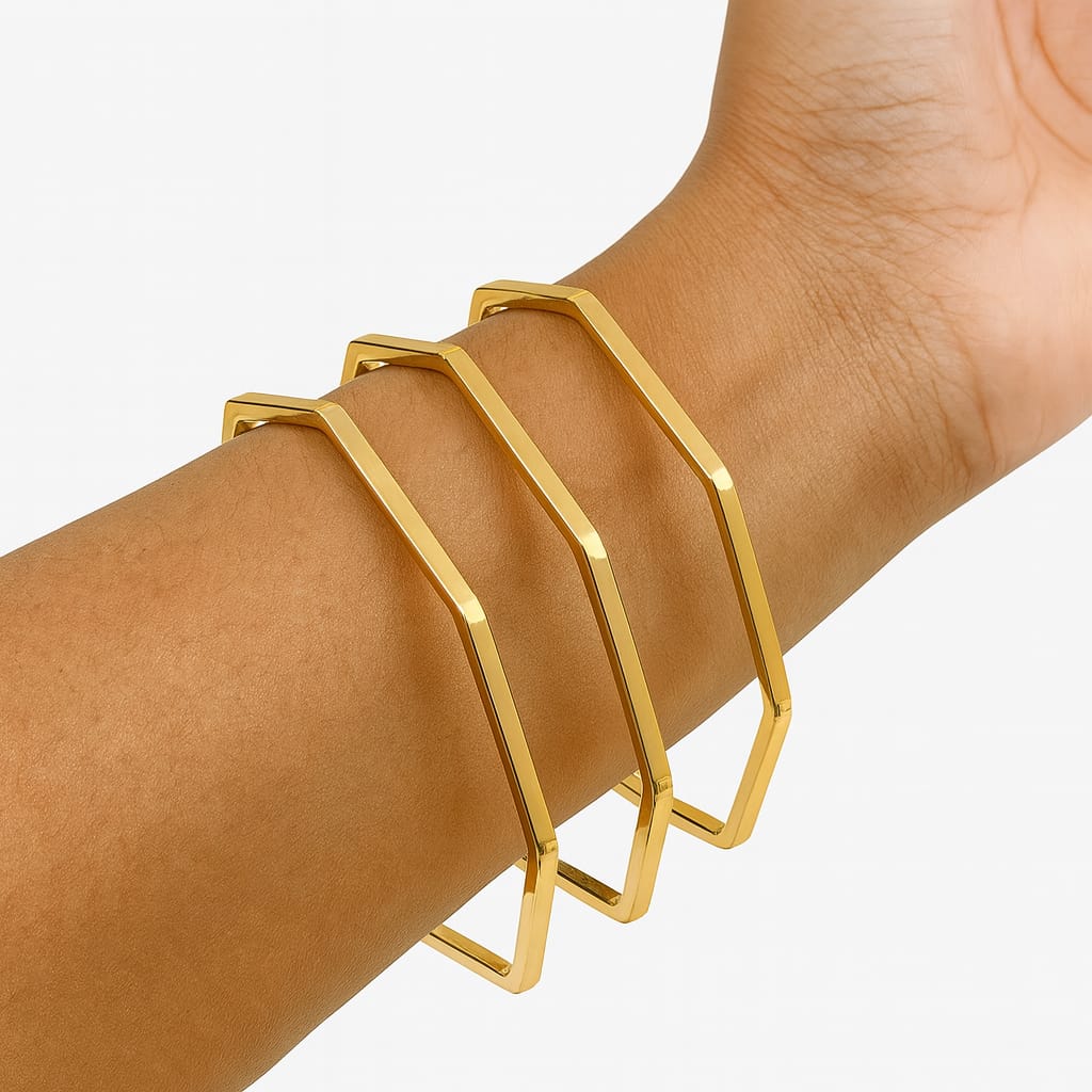Geo Chic Hexa Bangles (Set of 3)