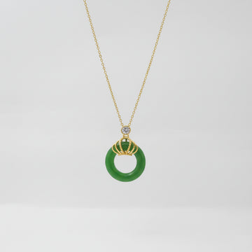 Emerald Halo – Jade Crown Pendant Necklace