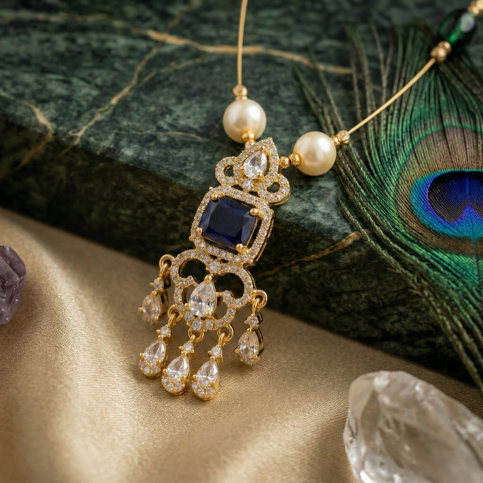 Minimal Luxe American Diamond Pendant Necklace (Gold Plated)