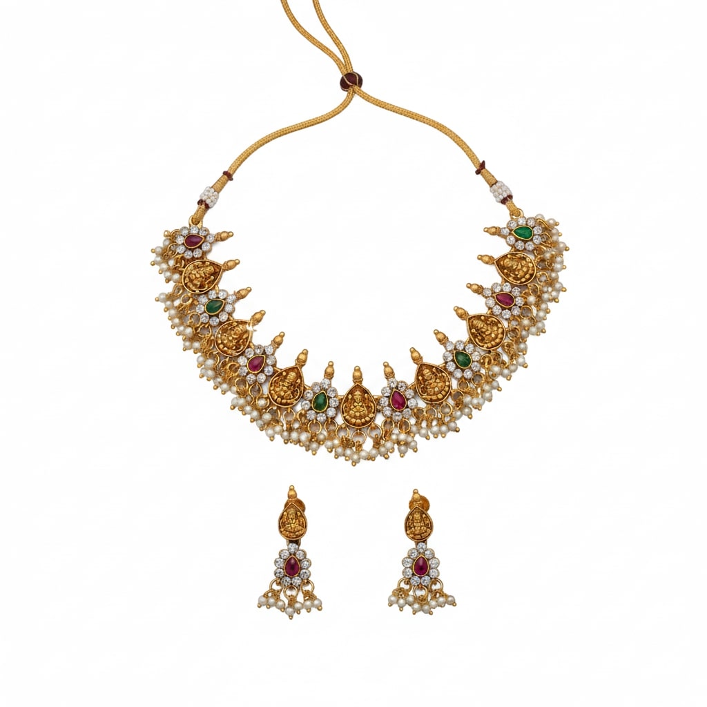 Navratna Devi Coin Necklace Set