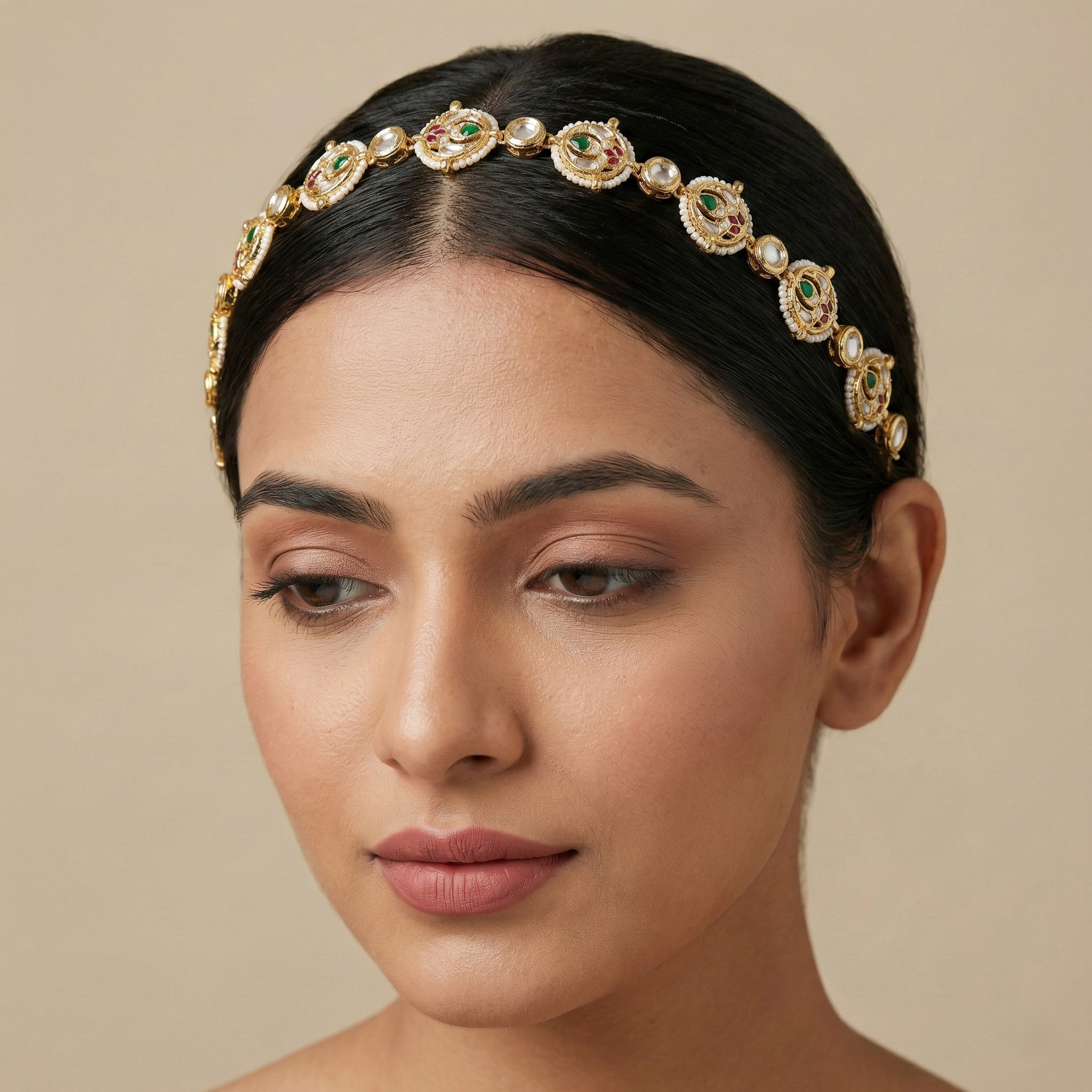Rajdwari Reversible Kundan Meenakari Mathapatti