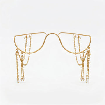 Minimalist Pearl Chain Facelet | Gold Plated Brass Nose Bridge Face Jewellery | Avant-Garde Statement Accessory