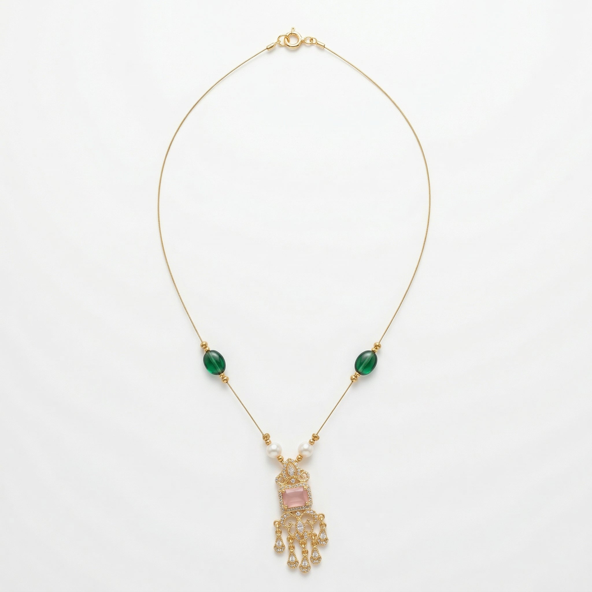 Minimal Luxe American Diamond Pendant Necklace (Gold Plated)