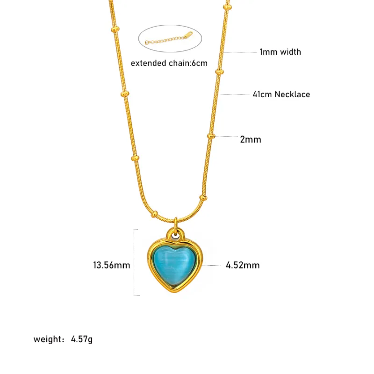 Blue Crush Heart Necklace