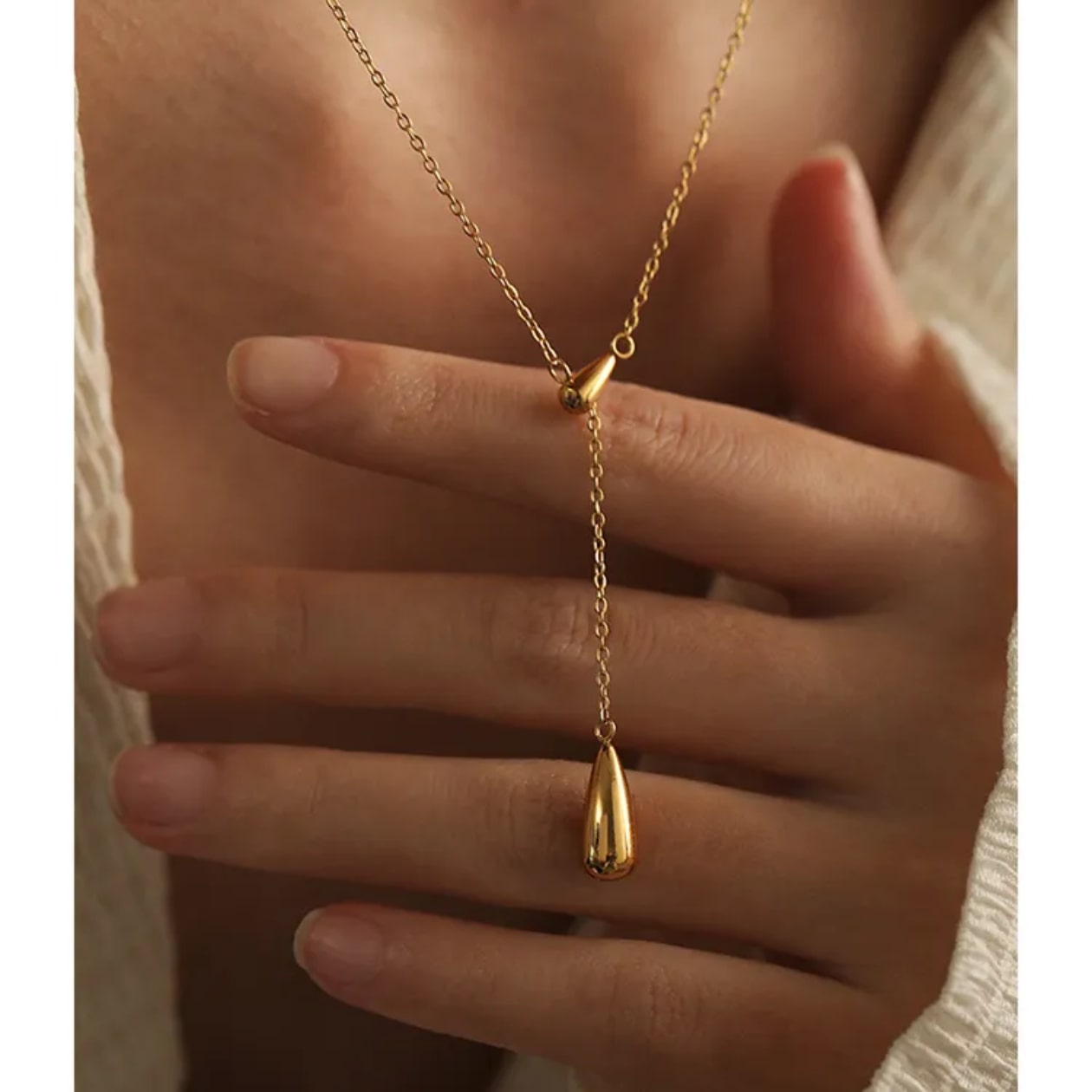 Liquid Gold Drop – Y Necklace