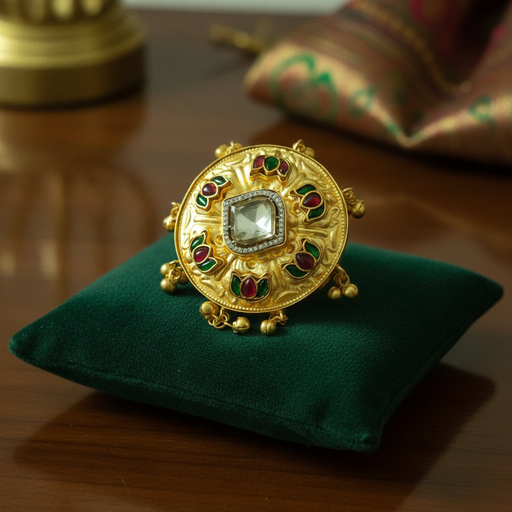 Tanjore Royale Kundan Statement Ring