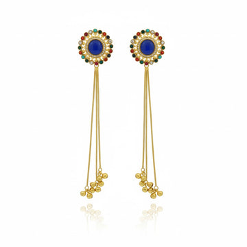 Royal Halo Tassel Statement Kashmiri Earrings