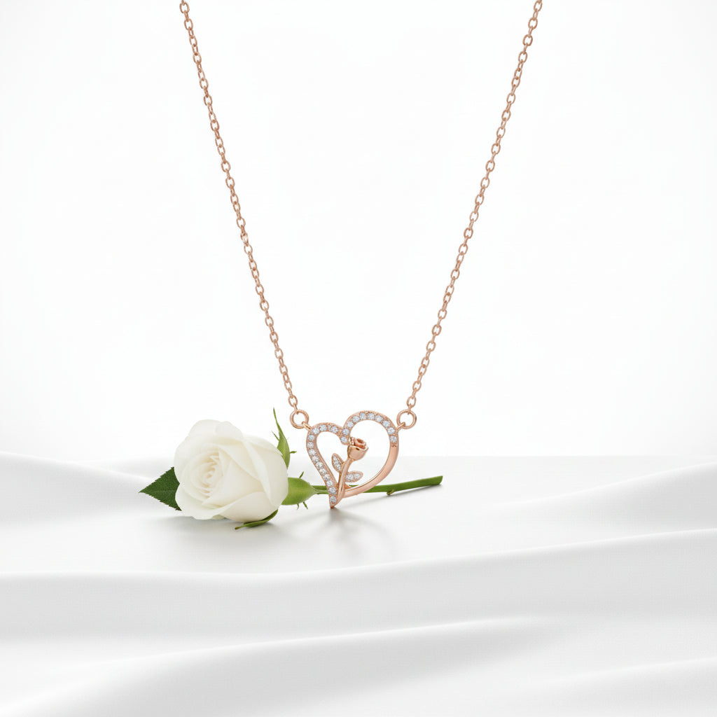 Heart Whisper – Rose Gold Love Pendant Necklace