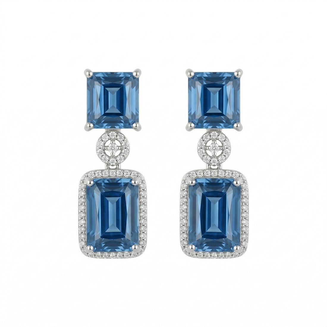 Regal Geometry American Diamond Necklace Set (Rhodium Plated)