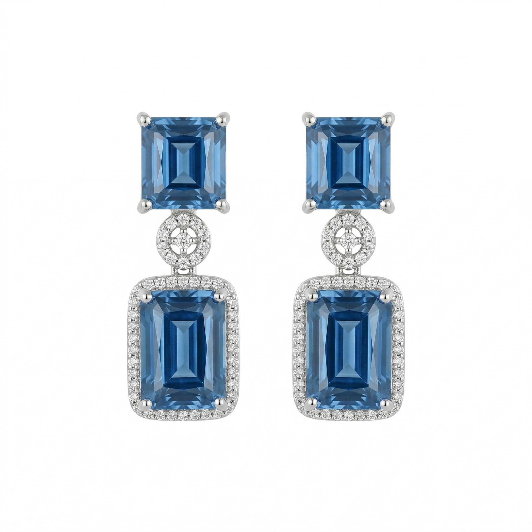 Regal Geometry American Diamond Necklace Set (Rhodium Plated)