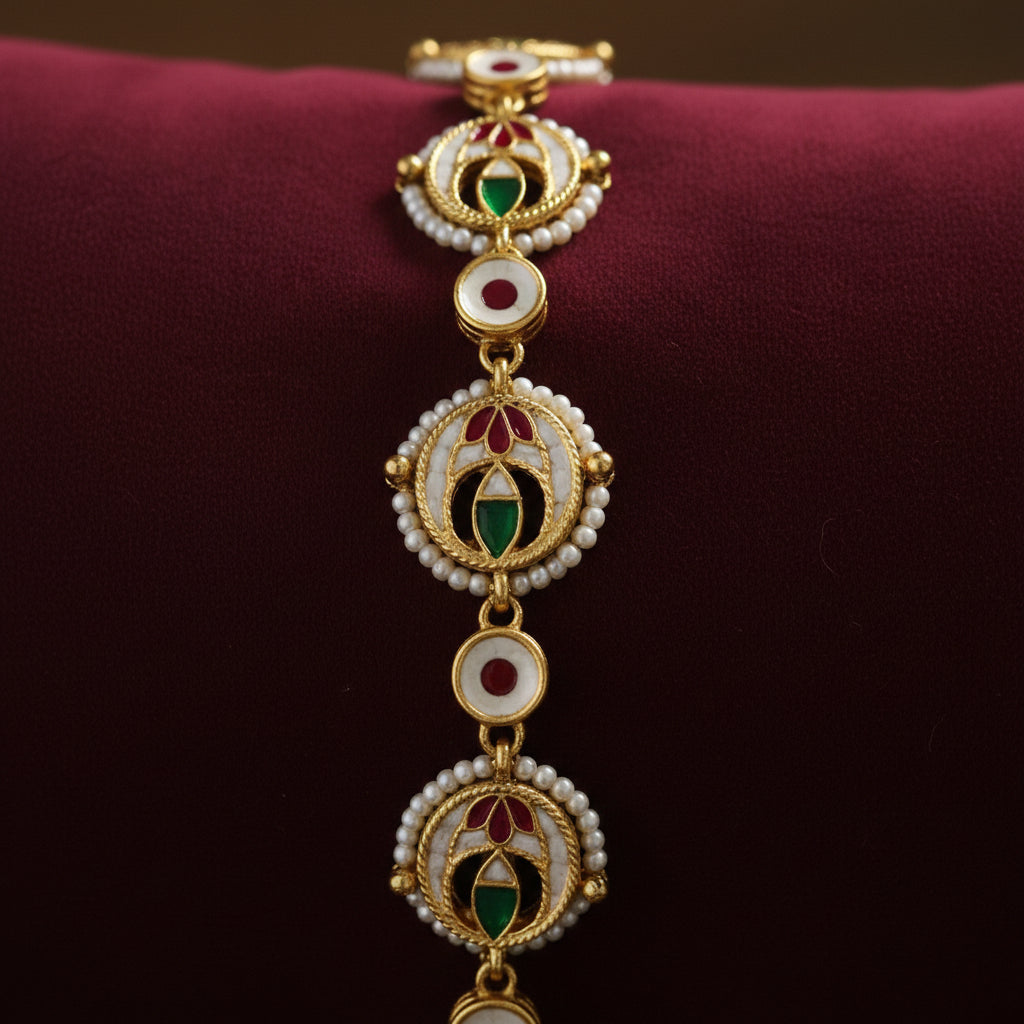 Rajdwari Reversible Kundan Meenakari Mathapatti