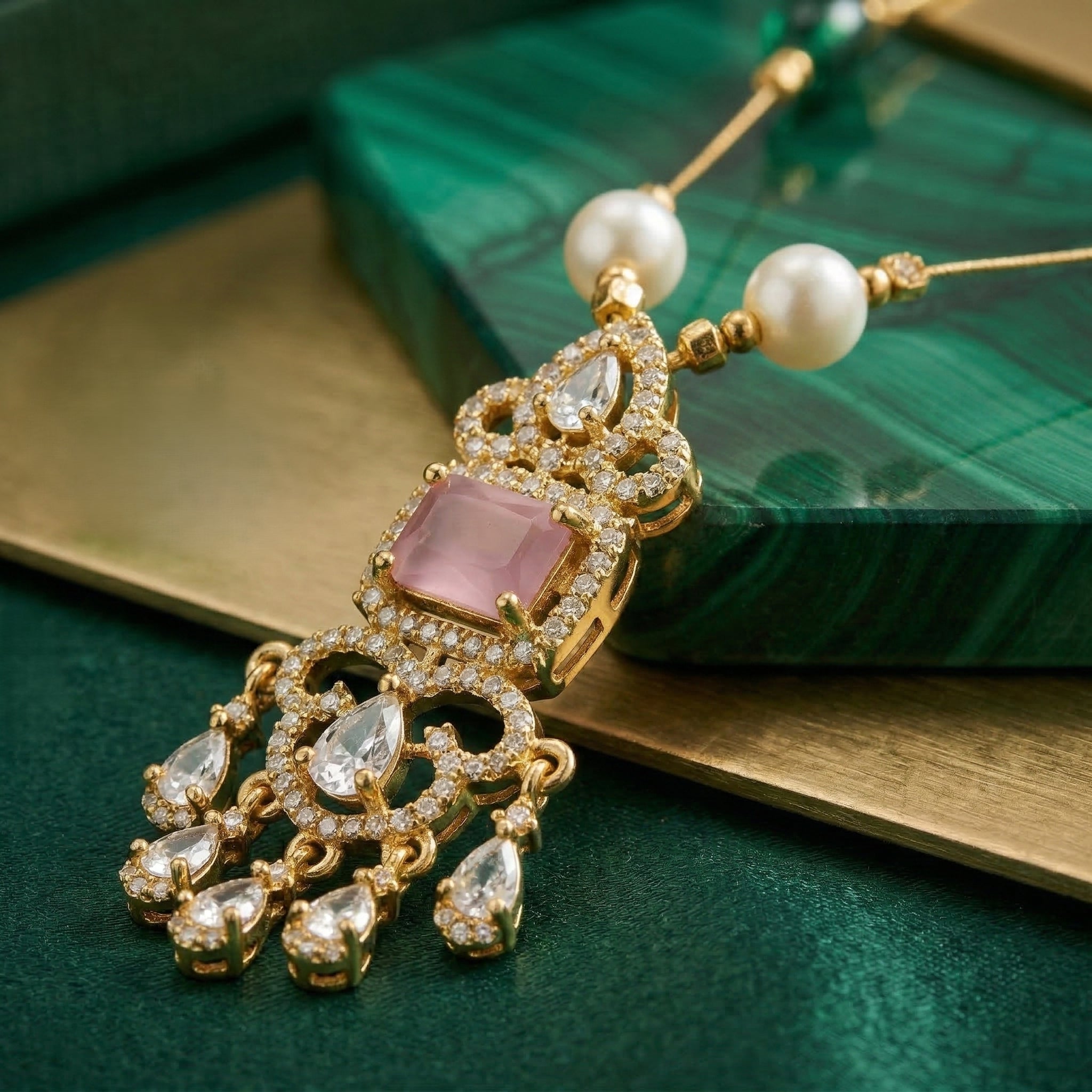 Minimal Luxe American Diamond Pendant Necklace (Gold Plated)