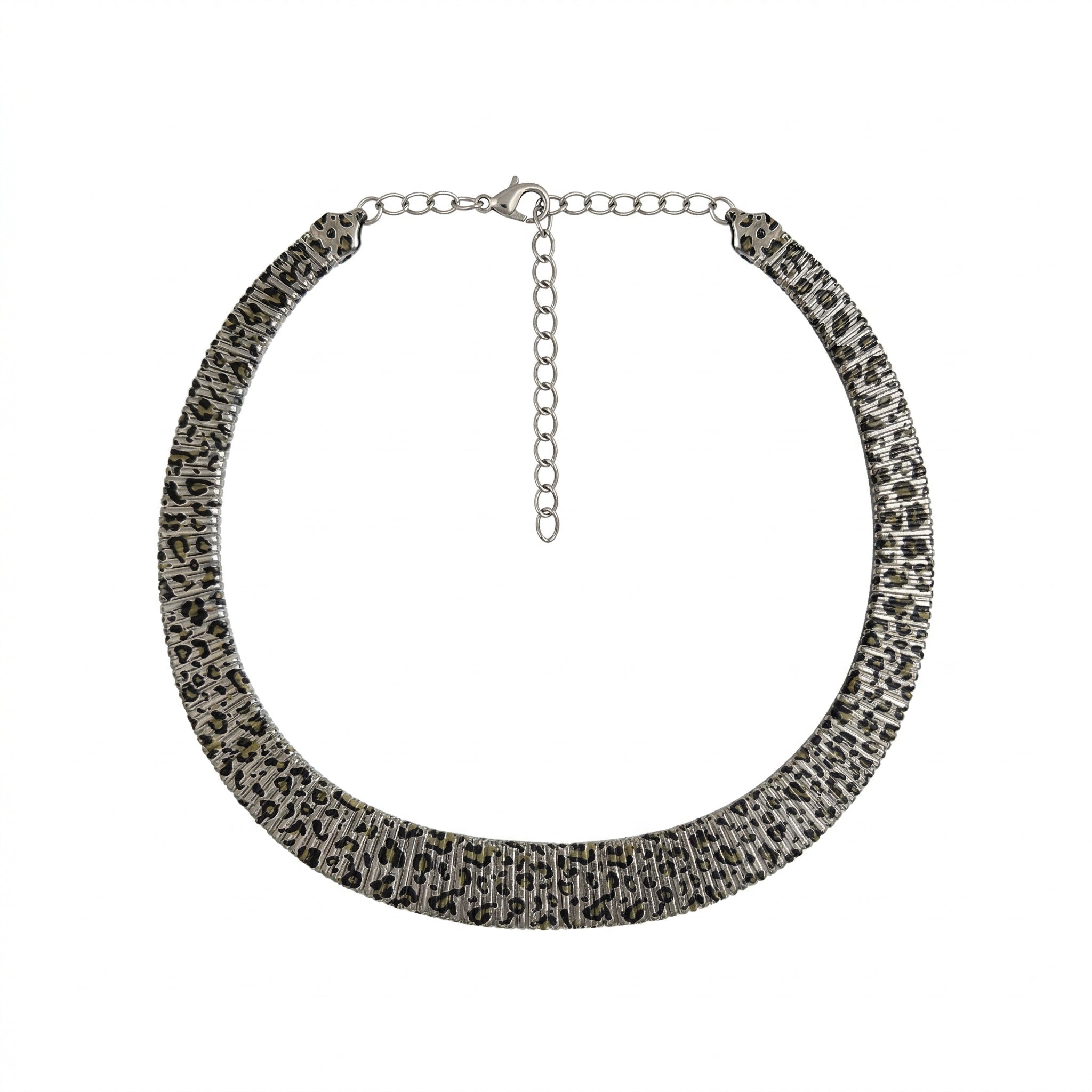 Textured Statement Collar Necklace (Acrylic & Silver Plated)