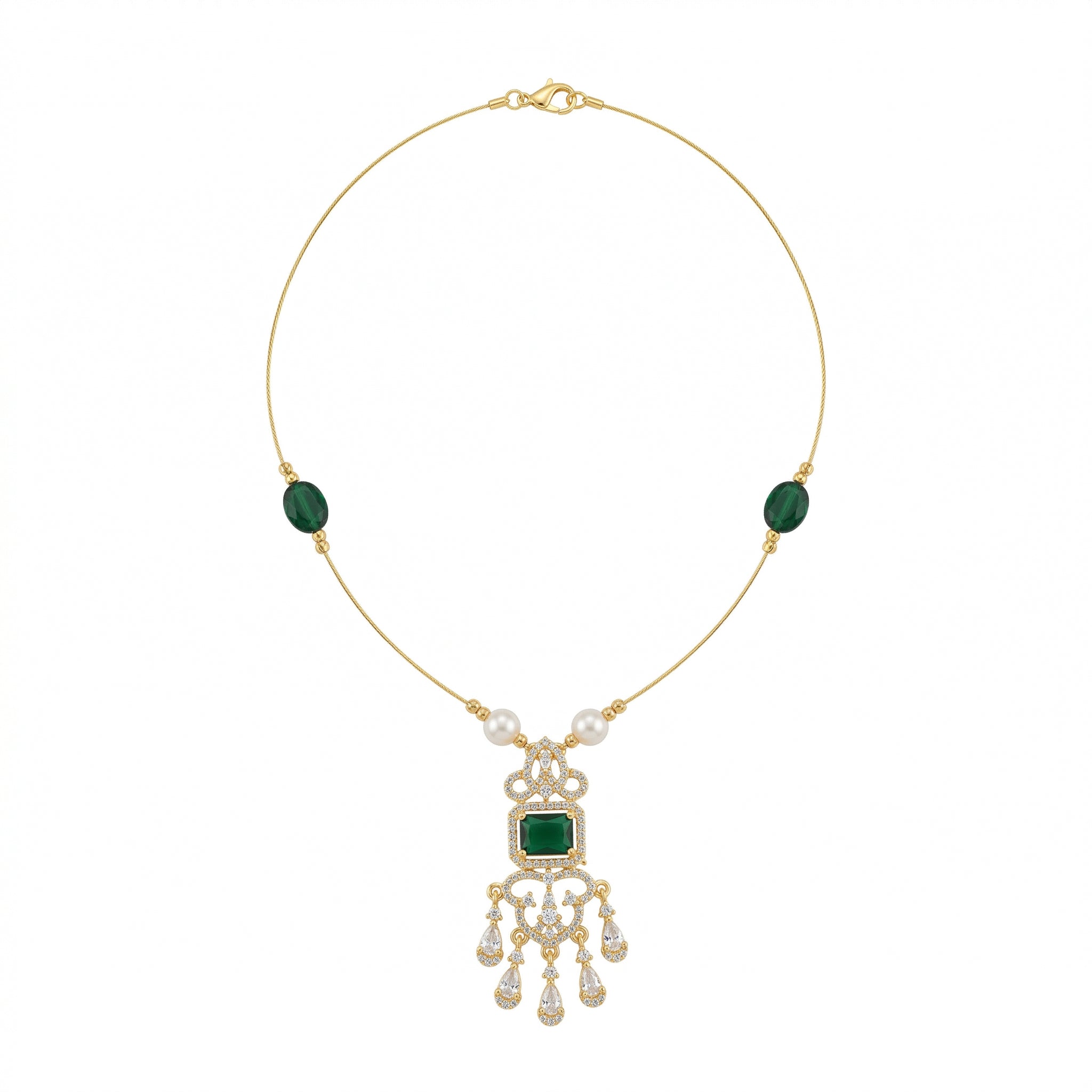 Minimal Luxe American Diamond Pendant Necklace (Gold Plated)