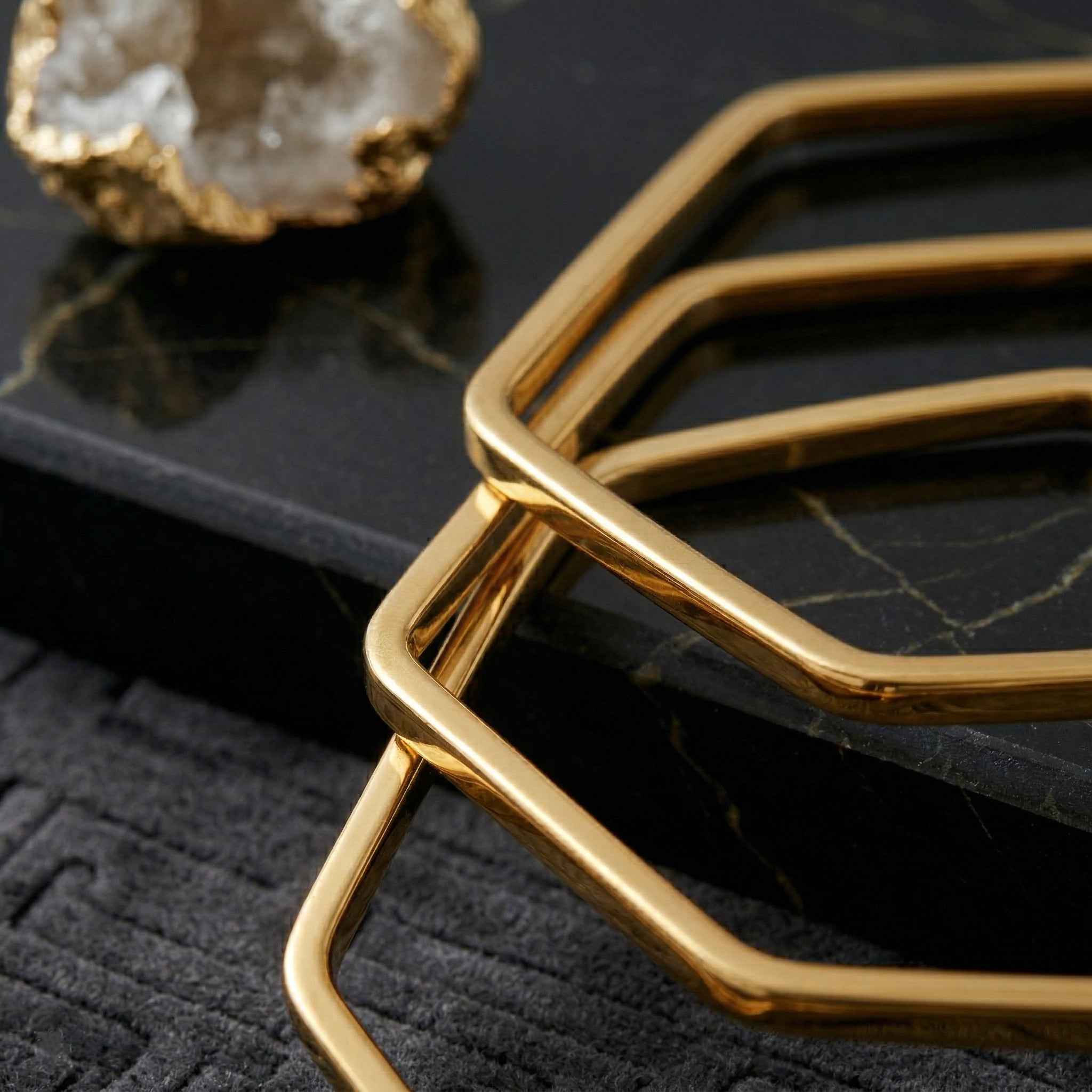 Geo Chic Hexa Bangles (Set of 3, Size 2.4-2.6)