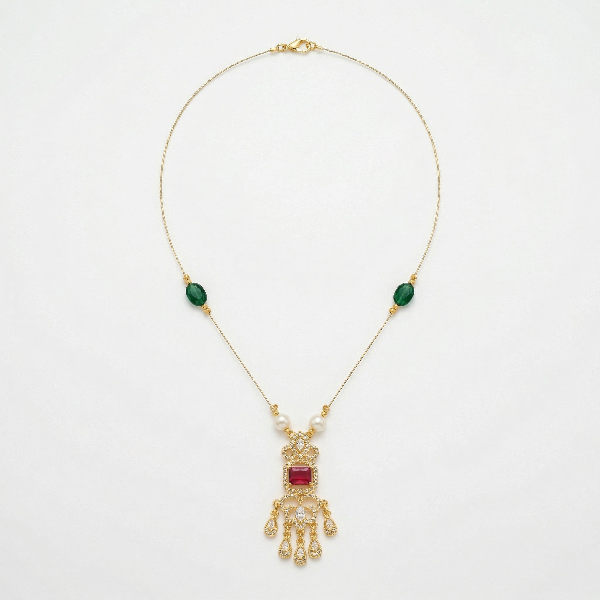 Minimal Luxe American Diamond Pendant Necklace (Gold Plated)