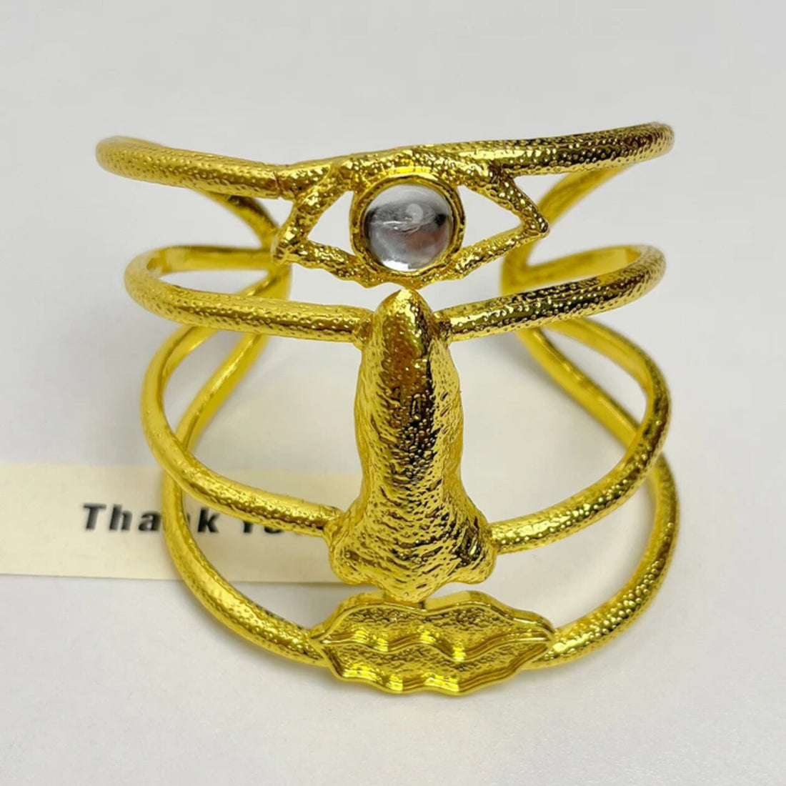 Silent Muse Abstract Face Statement Cuff Bracelet