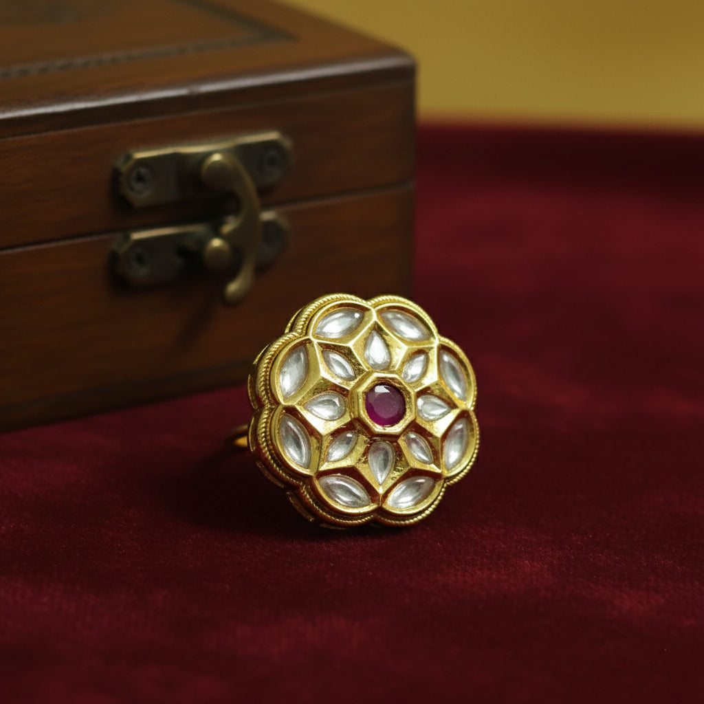 Padma Kundan Floral Statement Ring