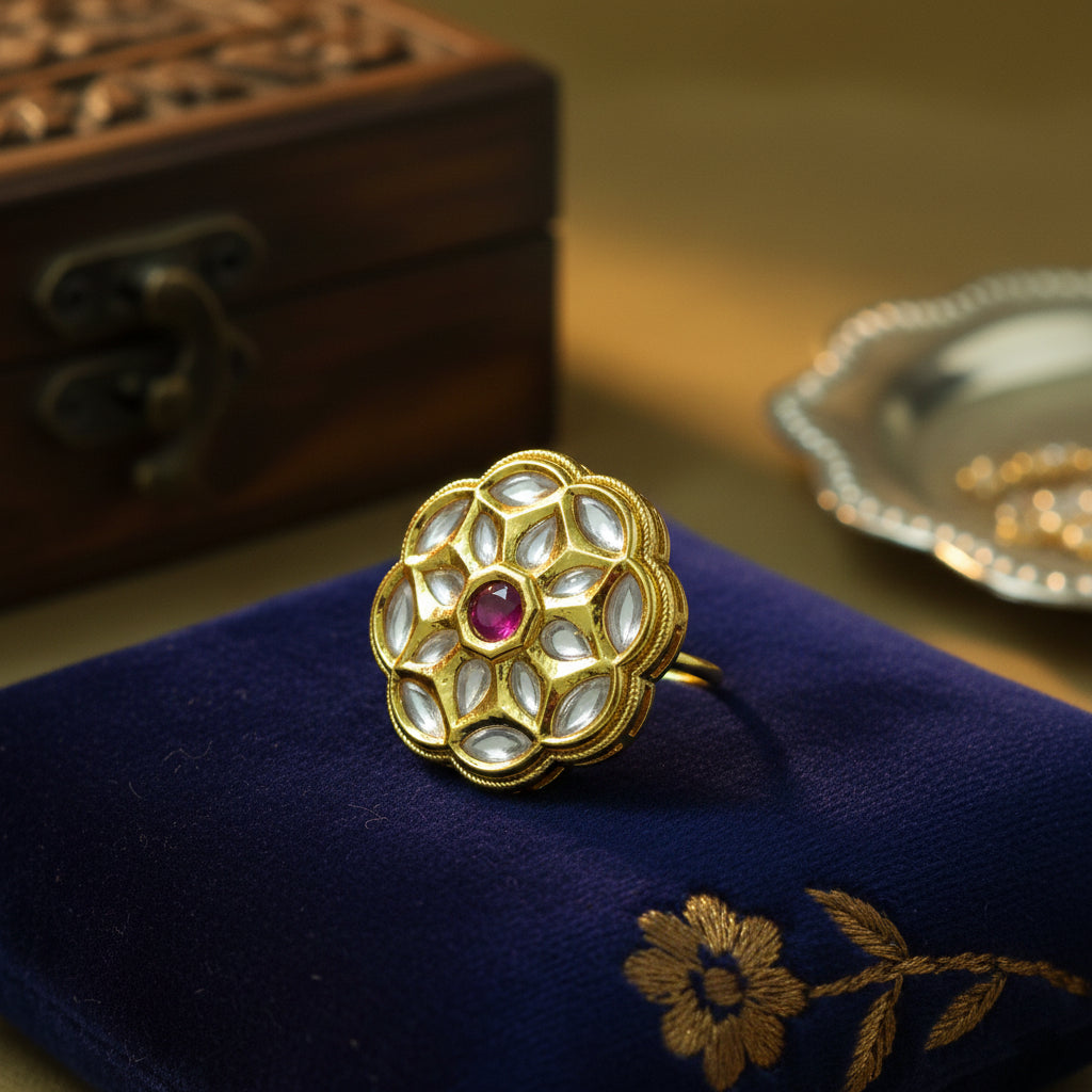 Padma Kundan Floral Statement Ring